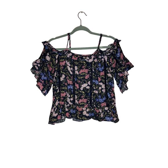 American Eagle cold shoulder floral boho blouse size XS - Picture 1 of 5